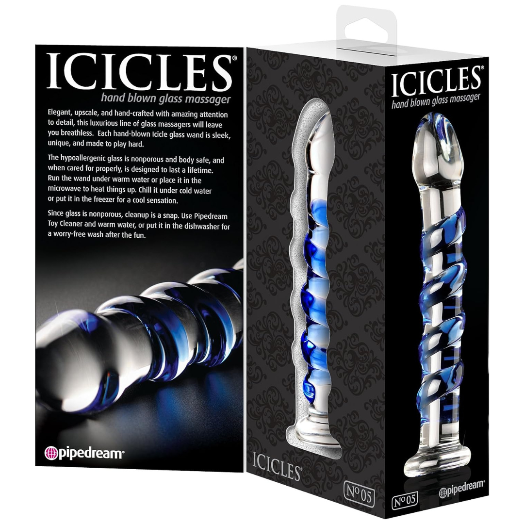Dildo In Vetro Soffiato A Mano ICICLES NUMERO 05