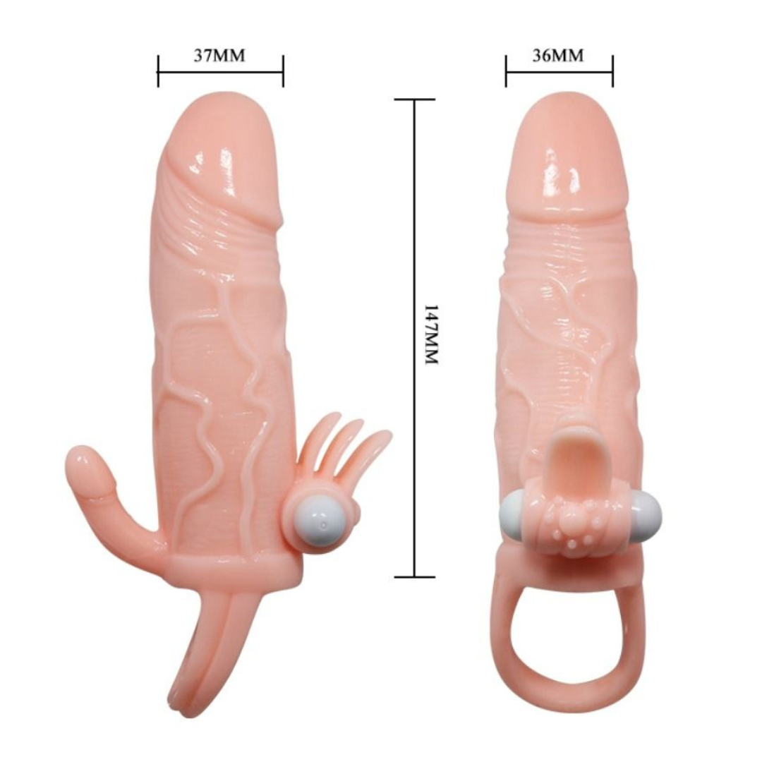 Guaina Per Il Pene Vibrante Con Stimolazione Anale e Vaginale 16,5 cm