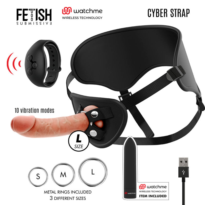 Strap on dildo vibrante con orologio wireless