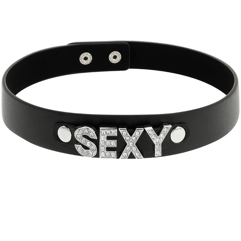 Collare in pelle vegana "Sexy" nero