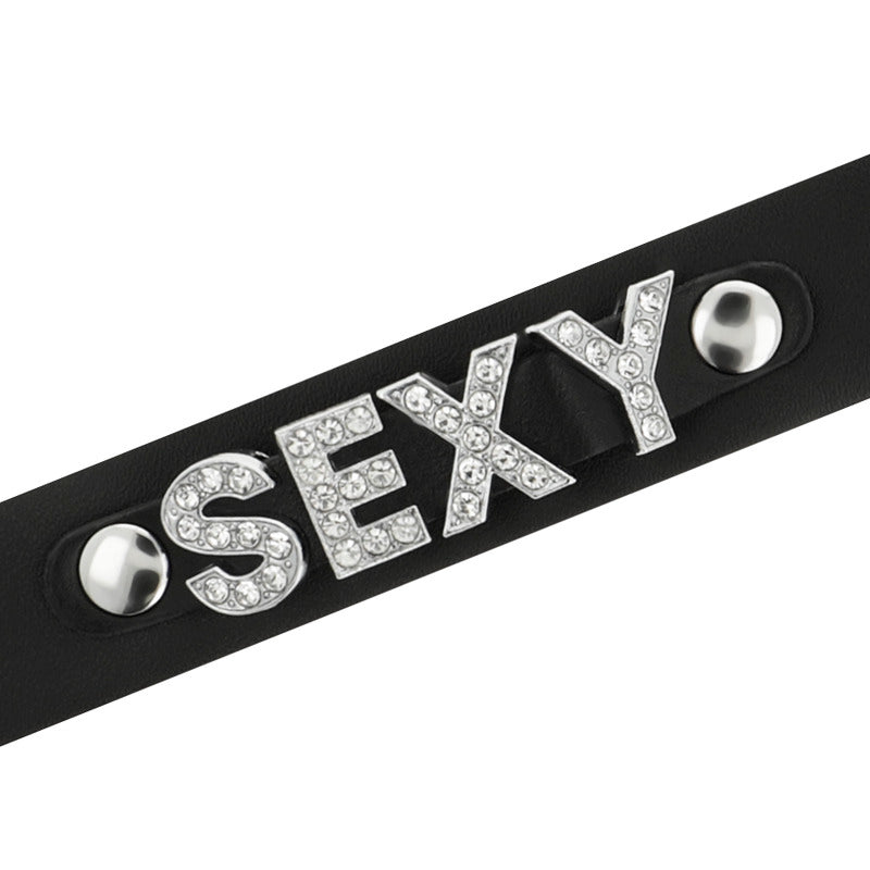 Collare in pelle vegana "Sexy" nero
