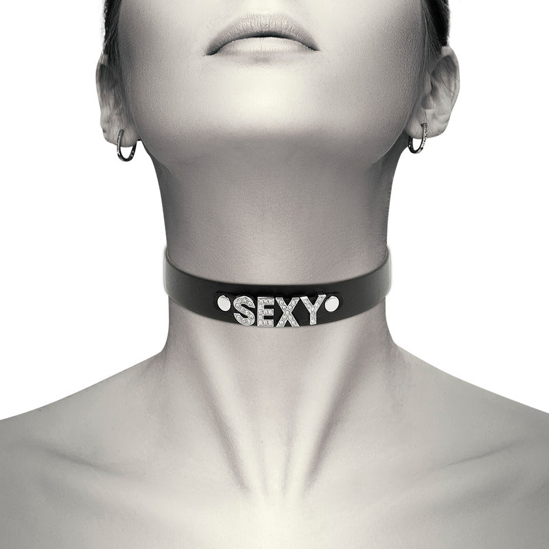 Collare in pelle vegana "Sexy" nero