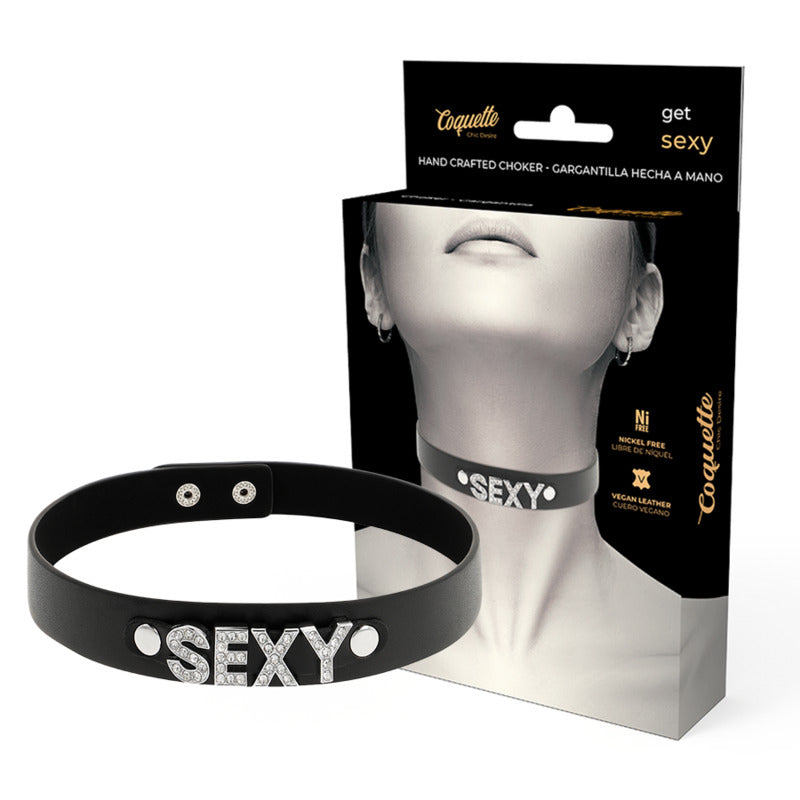 Collare in pelle vegana "Sexy" nero