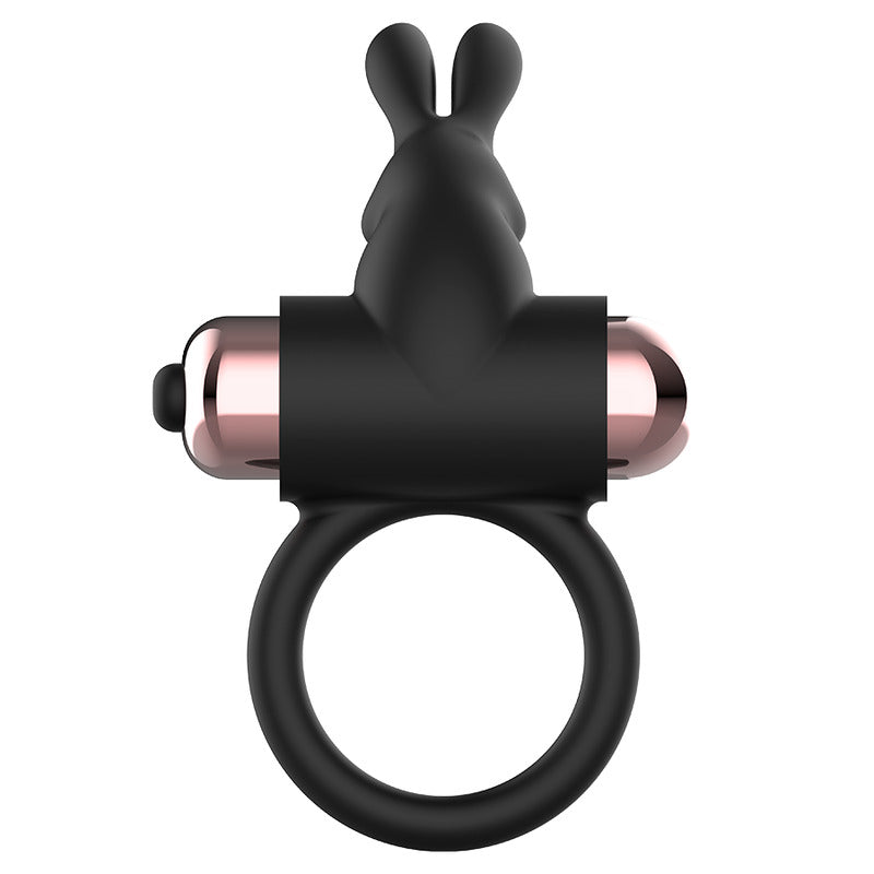 Anello fallico Rabbit vibrante Nero/Oro