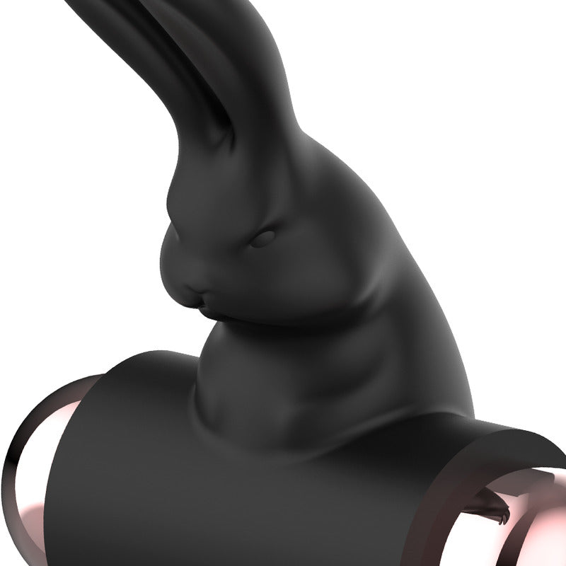 Anello fallico Rabbit vibrante Nero/Oro