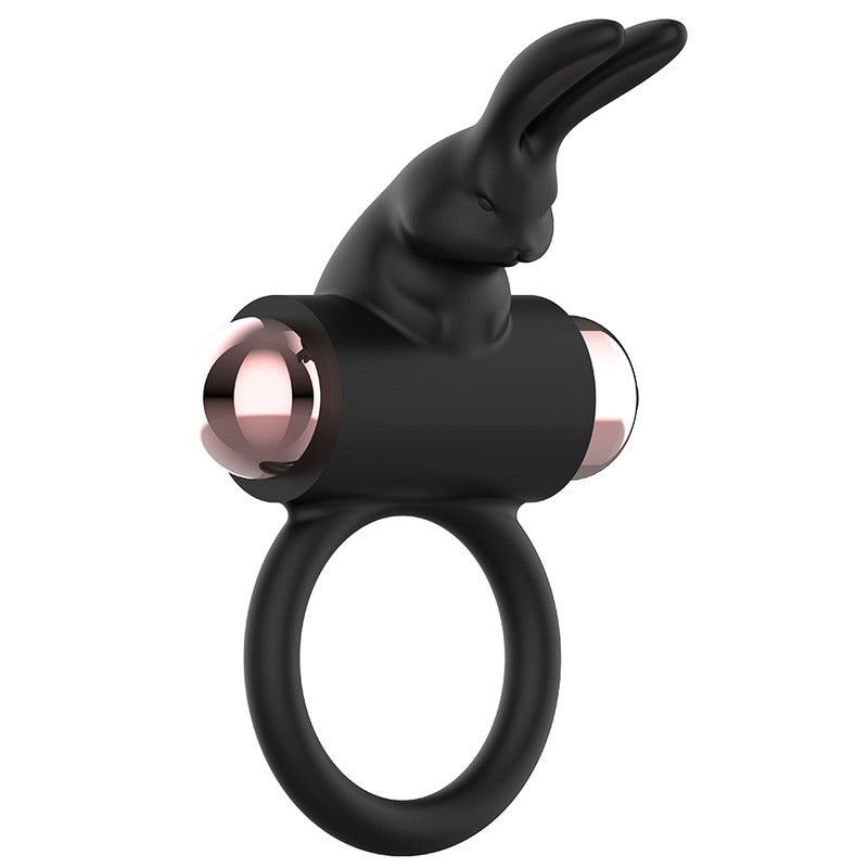 Anello fallico Rabbit vibrante Nero/Oro