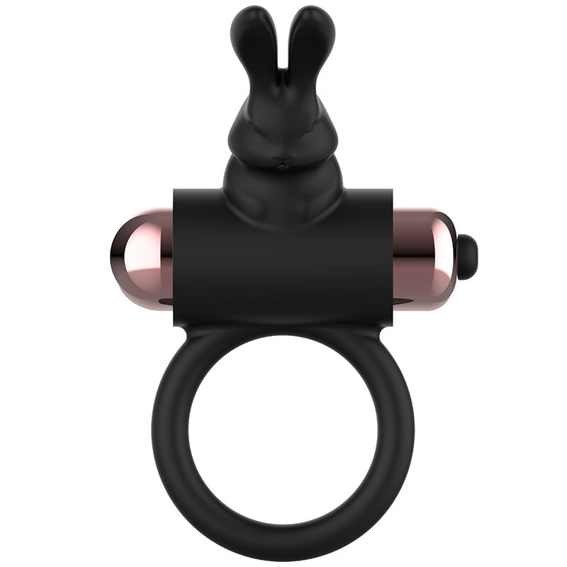 Anello fallico Rabbit vibrante Nero/Oro