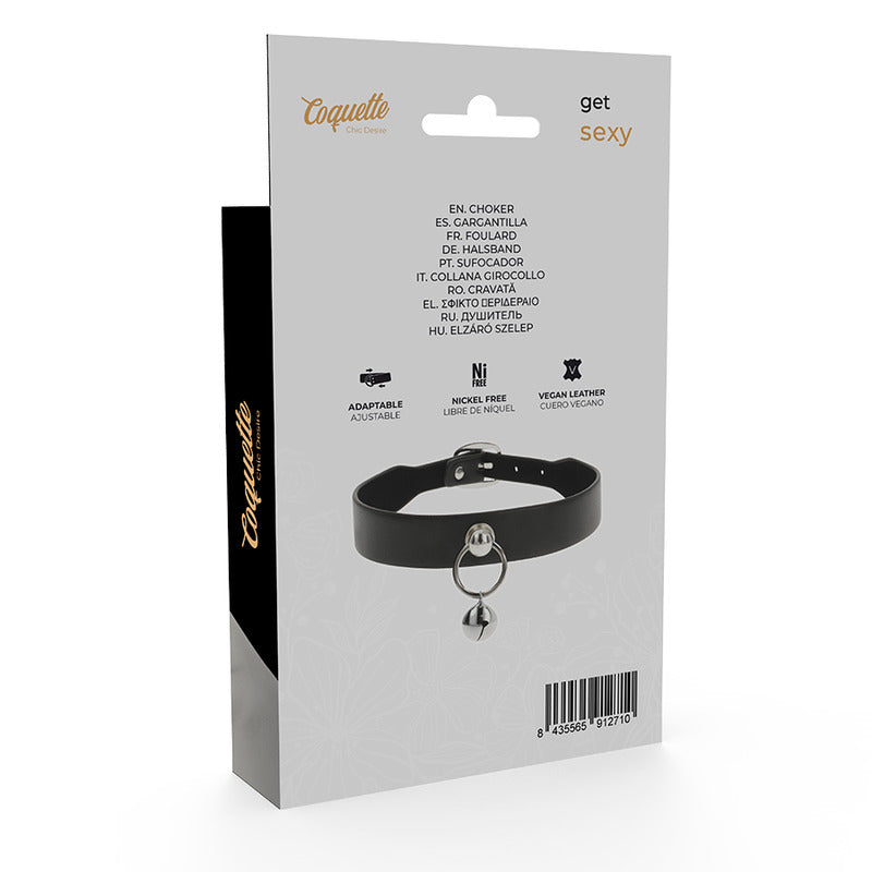 Collare in pelle vegana nero con pendente
