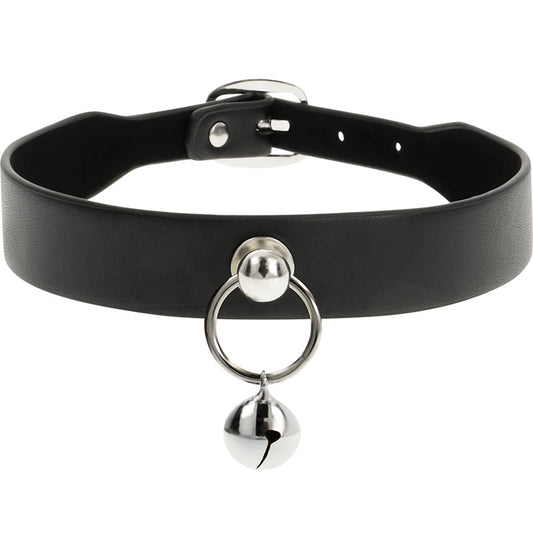 Collare in pelle vegana nero con pendente
