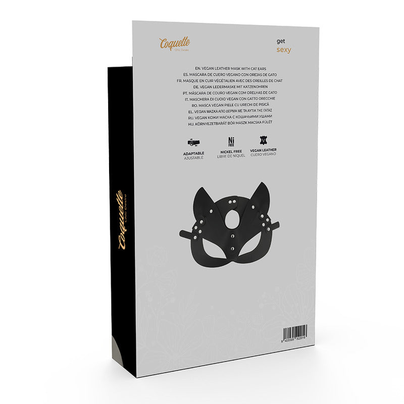 Maschera in pelle vegana con orecchie da gatto