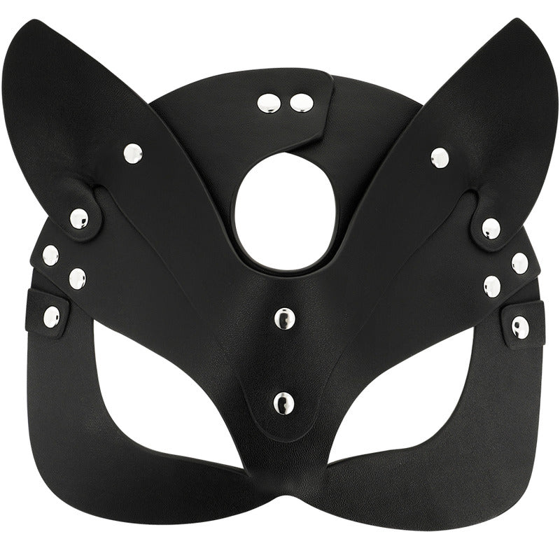 Maschera in pelle vegana con orecchie da gatto