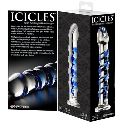 Dildo In Vetro Soffiato A Mano ICICLES NUMERO 05
