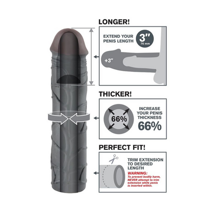 Guaina Nera per il pene +7,6cm