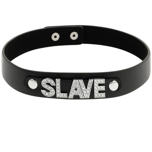 Collare in pelle vegana "Slave" (schiavo) nero