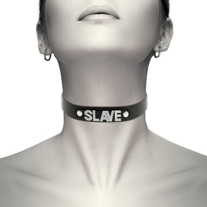 Collare in pelle vegana "Slave" (schiavo) nero