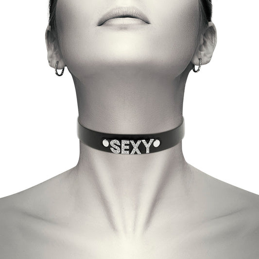 Collare in pelle vegana "Sexy" nero