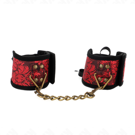 KINK - Manette da Polso con Dettagli in Pizzo Rosso-Nero