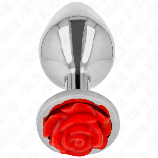 KINK – Plug Anale in Metallo con Rosa Rossa (Taglia M)