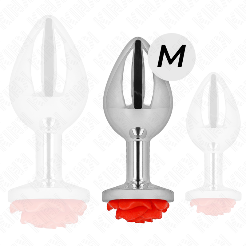 KINK – Plug Anale in Metallo con Rosa Rossa (Taglia M)
