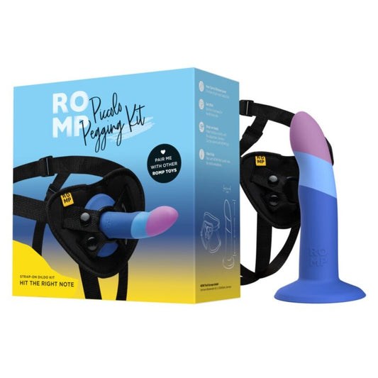ROMP KIT - Piccolo Harness con Dildo in Silicone Tricolore 14 cm