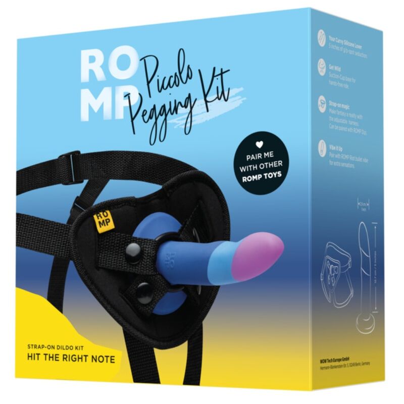 ROMP KIT - Piccolo Harness con Dildo in Silicone Tricolore 14 cm