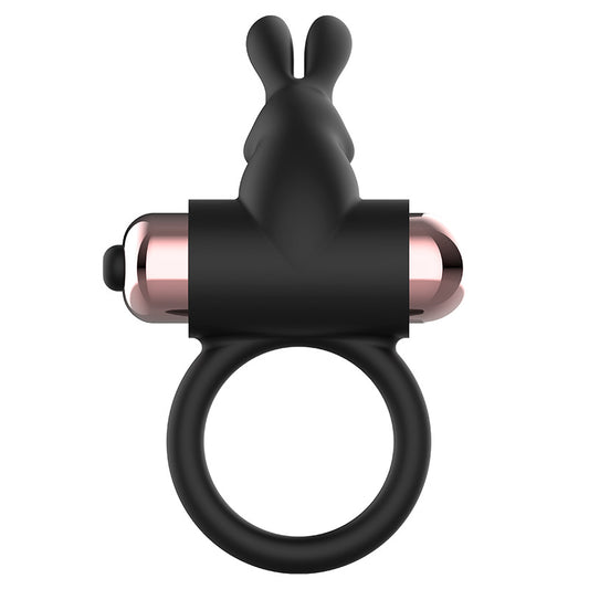 Anello fallico Rabbit vibrante Nero/Oro