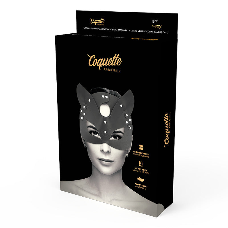 Maschera in pelle vegana con orecchie da gatto