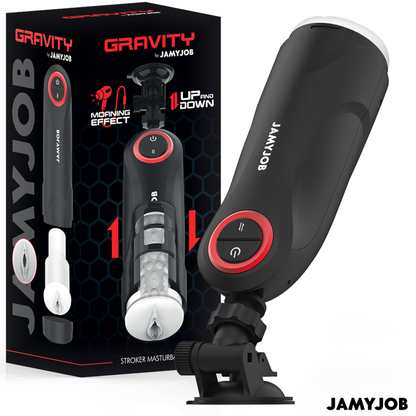 Masturbatore automatico per uomo Gravity di JAMYJOB con funzione di aspirazione e spinte.